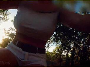 Hey, are you ready for this amazing milf flashing her tits on a wild public bike ride?