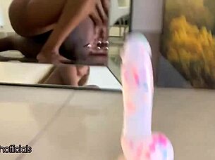 Close up scissoring with big clit rubbing and ass play!