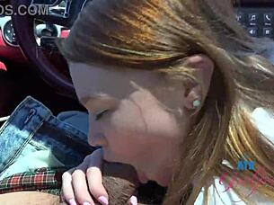 MAZY MYERS Amateur Babe Gets Driving Lesson, Pussy Played With And SUCKS COCK In Car GFE POV!