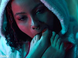 bbw ebony lesbian worships feet on her petite tattooed girlfriend passionately