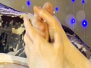 Milking His Uncut Cock with Intense Mouth Action