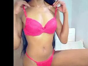 Magrinha teases with sensual solo touches leading to intense masturbation climax.