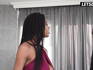 Young Ebony Slut Tina Fire Rides Big Black Cock in Rough Anal Fucking