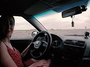 Long Haired Brunette Teen Sucks And Fucks Outdoors