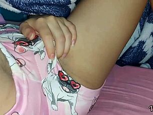 Intriguing wet close up of first time babysitter pussy play