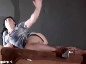 In this compilation, busty milf Klaudia Amber Girl fists her natural tits solo in lingerie and stockings, reaching intense orgasm through masturbation.