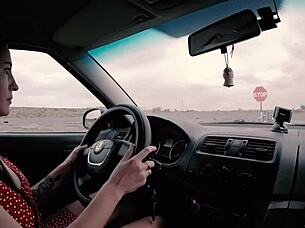 Long Haired Brunette Teen Sucks And Fucks Outdoors