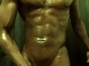 bbc stroking session with loads of oil for muscular body