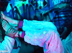 bbw ebony lesbian worships feet on her petite tattooed girlfriend passionately