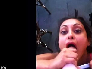 Priya Rai casually sucks dick in the gym setting