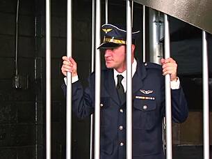 Another brunette babe with fake tits got her mouth filled with cum