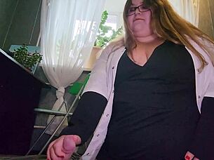 Oh man, I-I mean this BBW doctor slaps her heel on that cock, controlling orgasm with feet in tights.