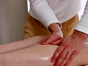 oh wow, this petite 18+ teen gets creampied after an intense massage session