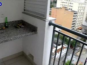husband creampies wifes ass after breakfast on balcony
