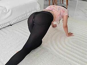 he helped her stretch not just her back but her anus too with rough pounding