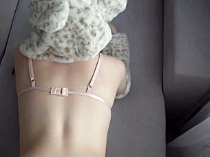 Petite amateur in cat costume rides cock