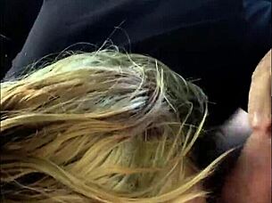 streetwalker performs oral service outdoors, spitting out and then continuing the act on the client