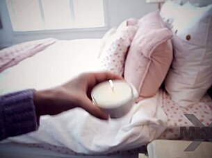 i'm blindfolded and handcuffed while that milf teases my cock to orgasm... uh, with feet and blowjob