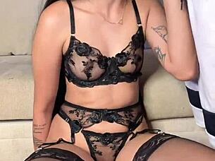 hey, check out this vertical lingerie blowjob scene