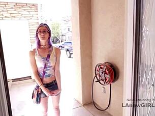 Whoa, check out this shy purple-haired model getting pounded hard on the sofa during her wild audition 😏