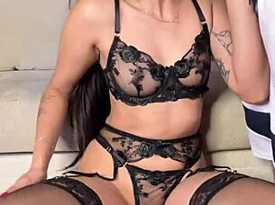 hey, check out this vertical lingerie blowjob scene