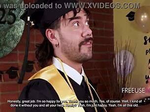 Flash cards and cum shots help him retain knowledge outdoors with jena larose  