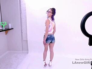 Whoa, check out this shy purple-haired model getting pounded hard on the sofa during her wild audition 😏