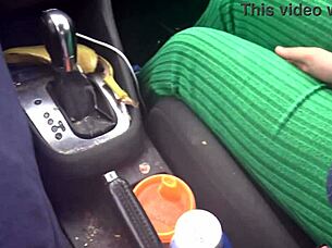 Hey busty French woman, why are you touching that cock in the car like that?