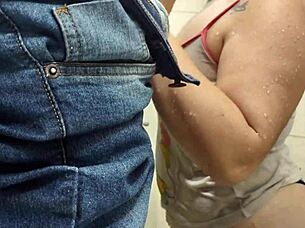 Wife boldly teases electrician into intense shower fucking hidden from husband