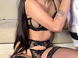 hey, check out this vertical lingerie blowjob scene