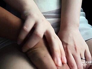 Intense Japanese big tits creampie action in street pickup scene