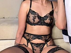 hey, check out this vertical lingerie blowjob scene