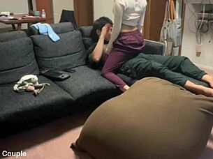 Amateur Japanese couple rides to orgasm in intense fucking session with huge cock and deep thrusts