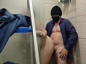 Wife boldly teases electrician into intense shower fucking hidden from husband