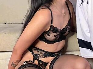 hey, check out this vertical lingerie blowjob scene