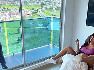 Cheating bitch fucked her lover with wet pussy blowjob and creampie while boyfriend watched in humiliation