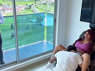 Cheating bitch fucked her lover with wet pussy blowjob and creampie while boyfriend watched in humiliation