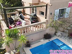 Oh yeah, that German teen with big tits takes it deep in her ass outdoors on the balcony