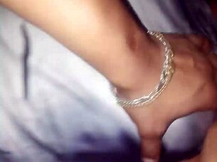 A Mexican Latina woman engages in intimate encounters with thong aside and dress on