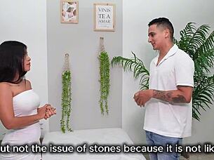 This hot Colombian client gets me so turned on during his massage that I can't resist giving him a wild happy ending with riding and deepthroat - Camila Henao