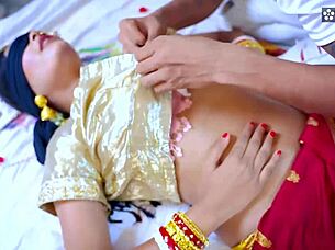 Newly married woman gets fucked by guy while blindfolded in full movie compilation with curvy tits and homemade fetish action