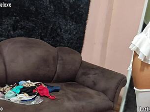 Latina teen boldly fucks her tight asshole in sexy lingerie