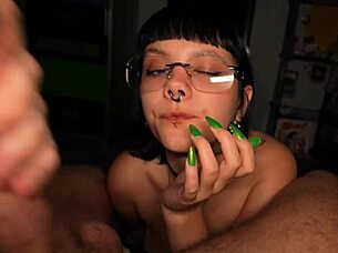 hey, that sexy short-haired coworker with glasses craved my monster cock deepthroat pov style 😏🍆