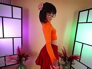 Emotional Try-On Of Sexy Cosplay Outfits Like Wonder Woman And Velma