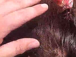 Amateur blowjob and doggy style fuck with cum in mouth in the bush 😏