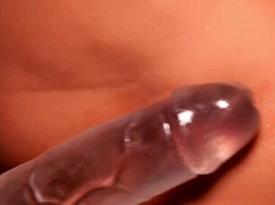Close up shaved pussy fingering with masturbator toy for double penetration anal action