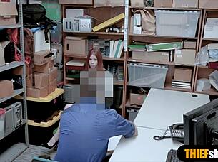 Oh man, this cute redhead teen 18+ got caught shoplifting and then punished hard!