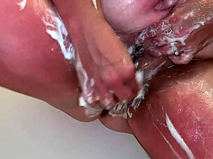 Sexy BBW Shows Off Shaving Her Legs, Pussy, and Ass in the Shower 🛁