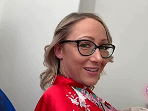 Did you miss your flight home? Now bend over for this horny milf's big tits cowgirl ride and creampie!