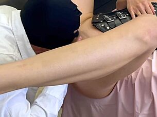 amateur milf neighbor uses anal dildo in corset on bed leading to squirting close up